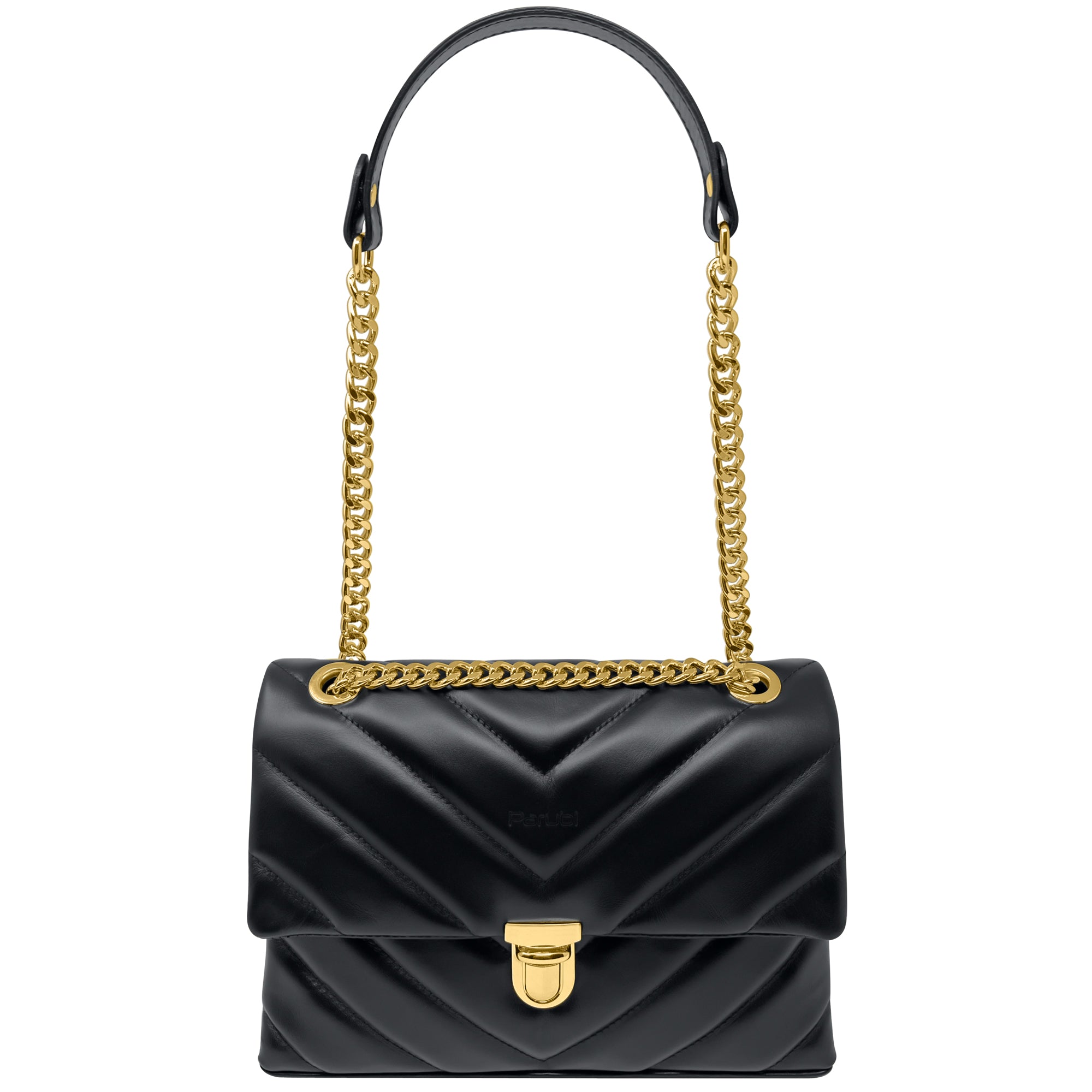Borsa Donna a Tracolla e Spalla, In Vera Pelle Trapuntata, Made in Italy, Modello Elda Parubi Borse Nero - foto prodotto